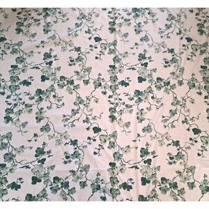 Vintage Ivy Twin Flat Sheet Springs Green White Country Cottage Farmhouse
